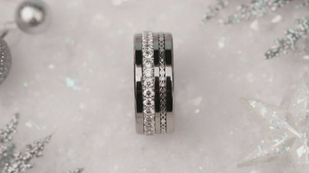 02 🎁 Inner ring (mini addon) "Starry silence" in silver with enamel coating