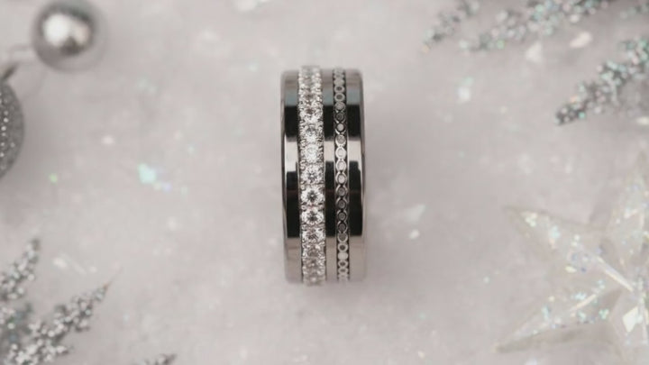 02 🎁 Inner ring (mini addon) "Starry silence" in silver with enamel coating