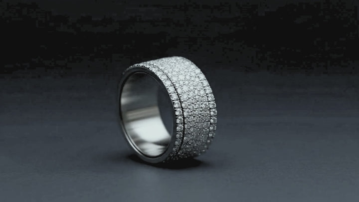 ❄️ Anneau (addon ou deux tiers) en argent Trésor entièrement serti de zircons pour bague mood interchangeable