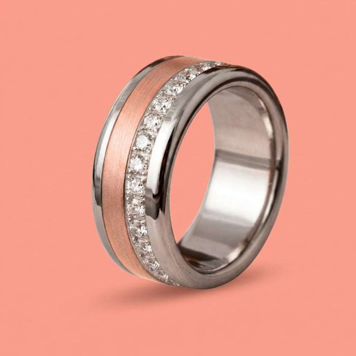 mood Ring „Shiny Love“ mit funkelnden Zirkonia Steinen, 925er Silber und auswechselbarer Farbe