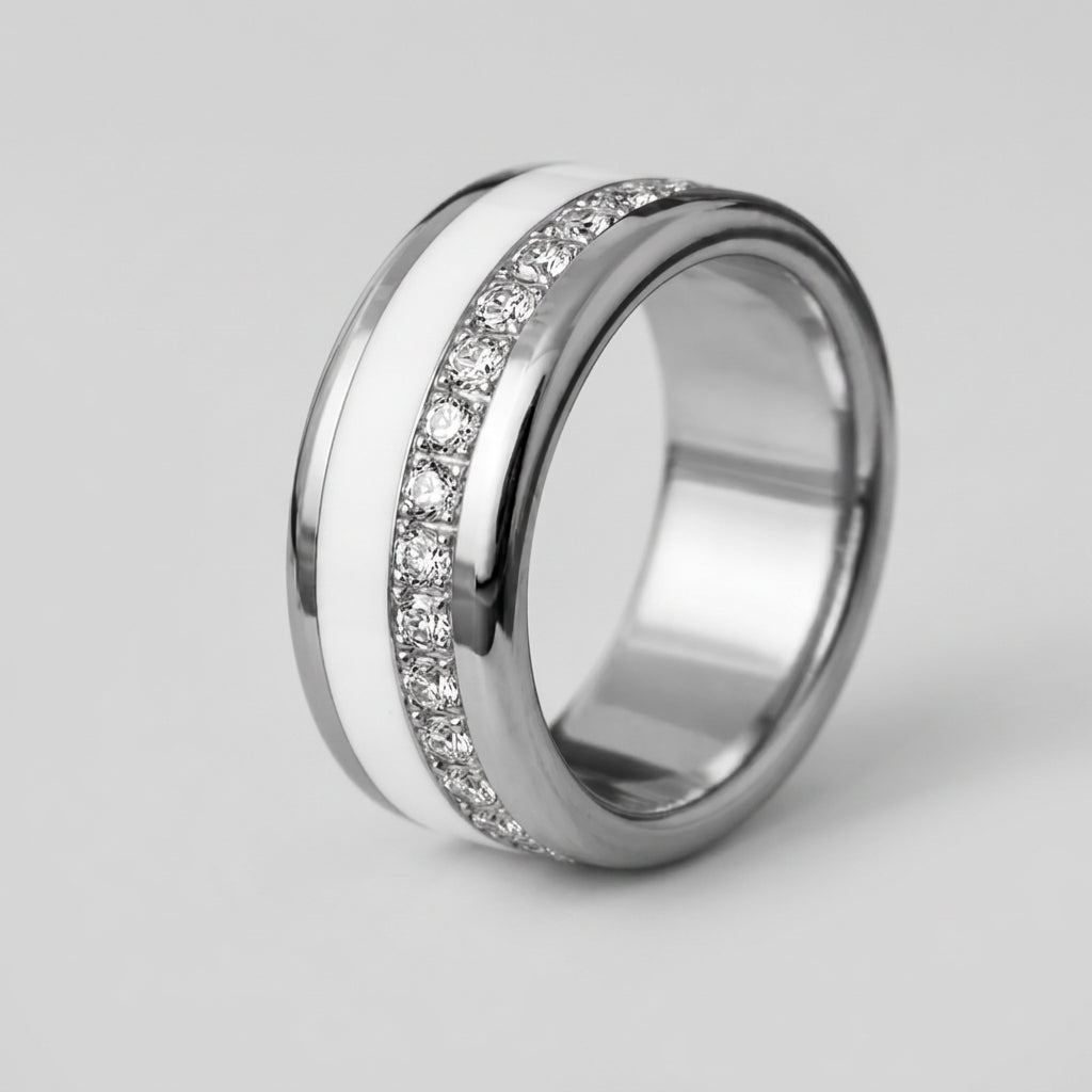 mood Ring „Shiny Love“ mit funkelnden Zirkonia Steinen, 925er Silber und auswechselbarer Farbe