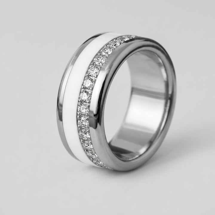 mood Ring „Shiny Love“ mit funkelnden Zirkonia Steinen, 925er Silber und auswechselbarer Farbe