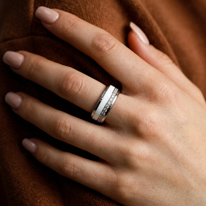 mood Ring „Shiny Love“ mit funkelnden Zirkonia Steinen, 925er Silber und auswechselbarer Farbe
