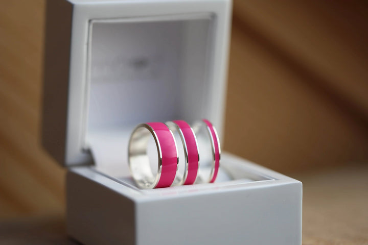 💓Innenring (2/3 Addon) aus 925er Silber mit einer fuchsienroten Emaille Beschichtung💓