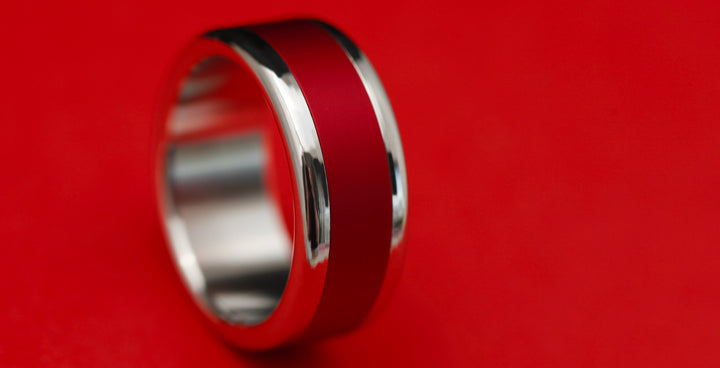 ❤️ Anneaux (deux tiers) en aluminium rouge pour bague mood interchangeable