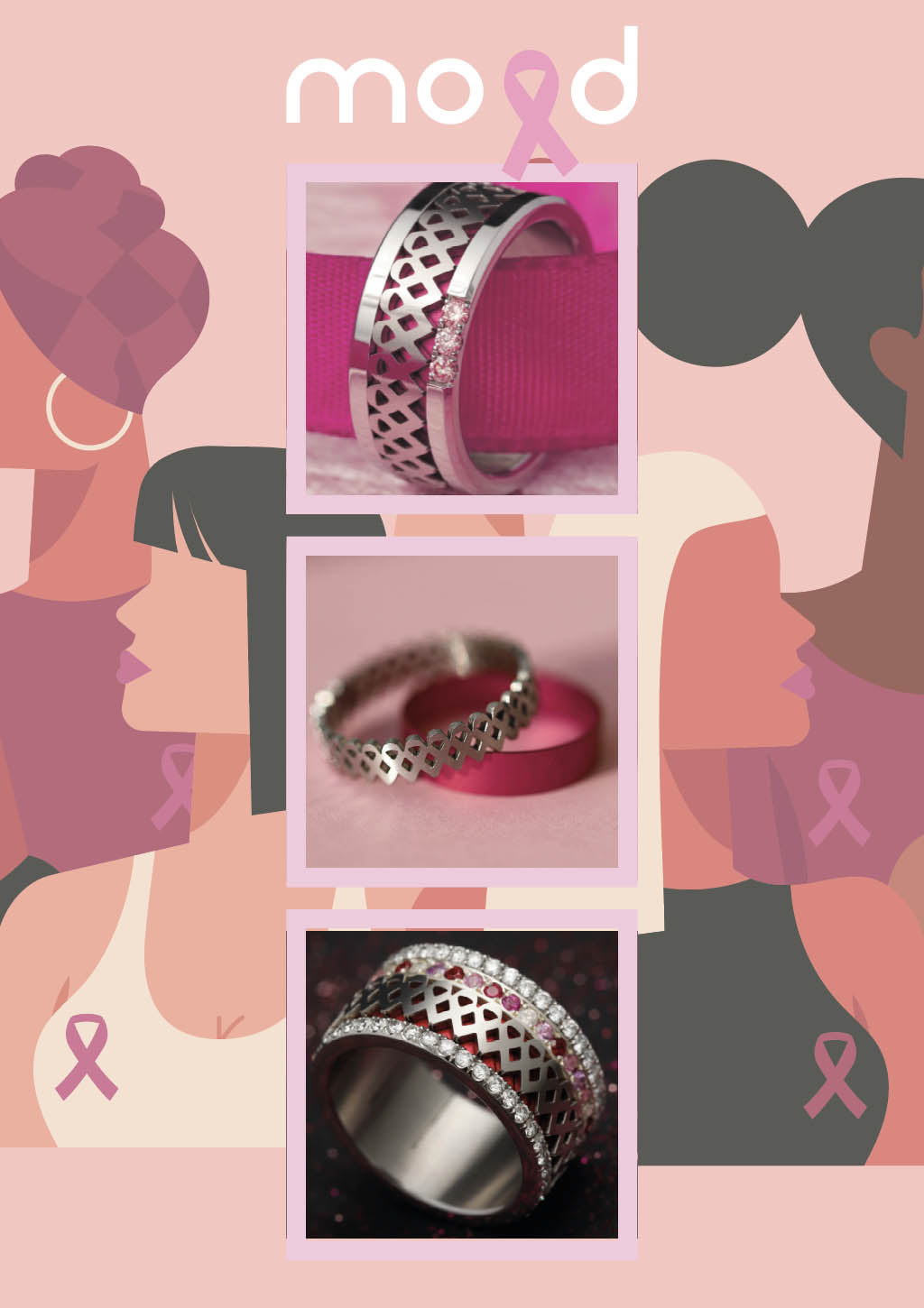 Deux tiers 3D Ruban Rose