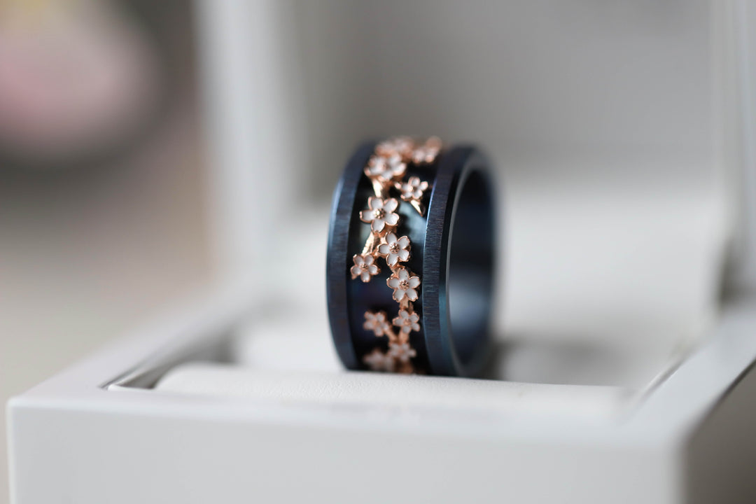 🌸 Addon (anneau) NAGOYA en argent 925 avec revêtement en émail pour bague mood interchangeable 🌸
