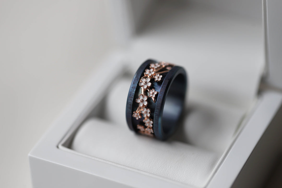 🌸 Addon (anneau) NAGOYA en argent 925 avec revêtement en émail pour bague mood interchangeable 🌸