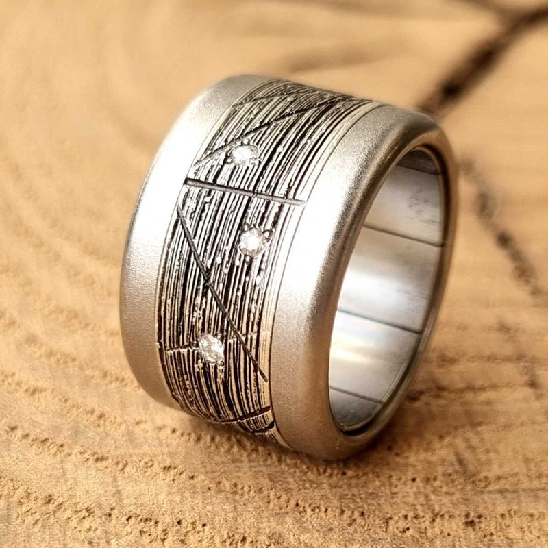 Addon argent cire perdue serti de 5 diamants - Taille 54 - Seconde main