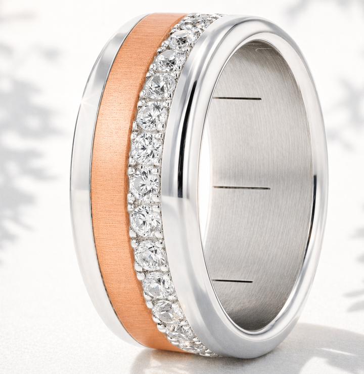 Interchangeable mood ring "Shiny Love" with zirconia and interchangeable color