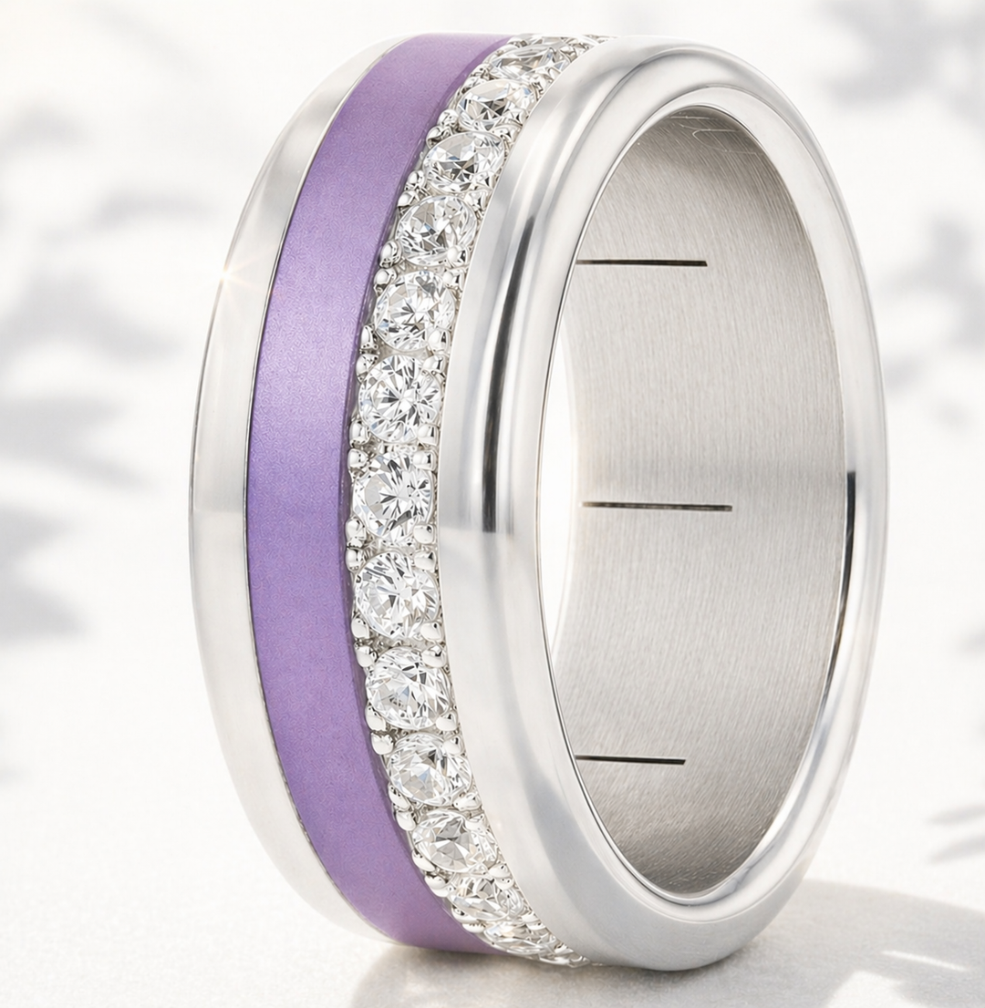 Interchangeable mood ring "Shiny Love" with zirconia and interchangeable color