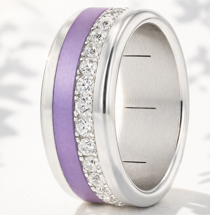 Interchangeable mood ring "Shiny Love" with zirconia and interchangeable color