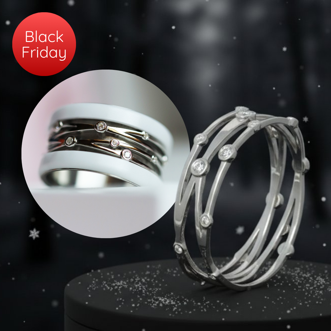 ✨ Anneau (addon) en argent 925 et zircons "Shiny thread" pour bague mood interchangeable