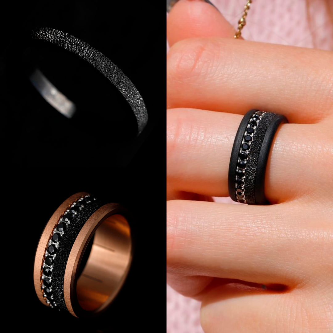 Inner ring (medium addon) in 925 silver "Kilauea" black finish for interchangeable mood ring