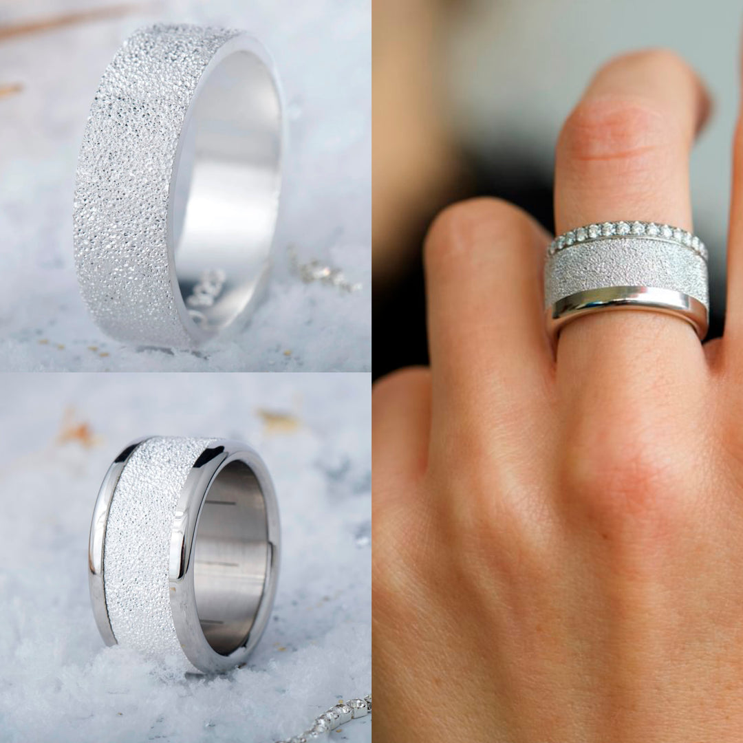 Inner ring (addon) in 925 silver "Eternal snow" for interchangeable mood ring - 20 years special