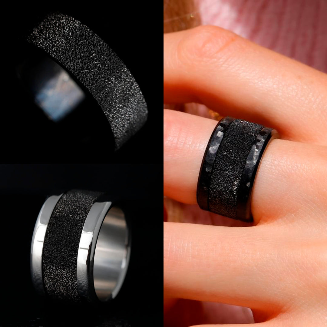 Inner ring (addon) in 925 silver "Kilauea" black finish for interchangeable mood ring