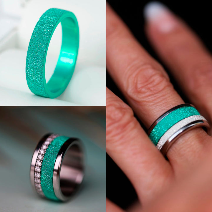 🏝️ Innenring (2/3 Addon) aus 925er Silber "Siwa" glitter green Ausführung für den auswechselbaren mood Ring