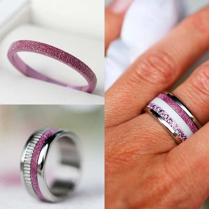 🍇 Innenring (Medium Addon) aus 925er Silber "Cassis" glitter purple Ausführung für den auswechselbaren mood Ring