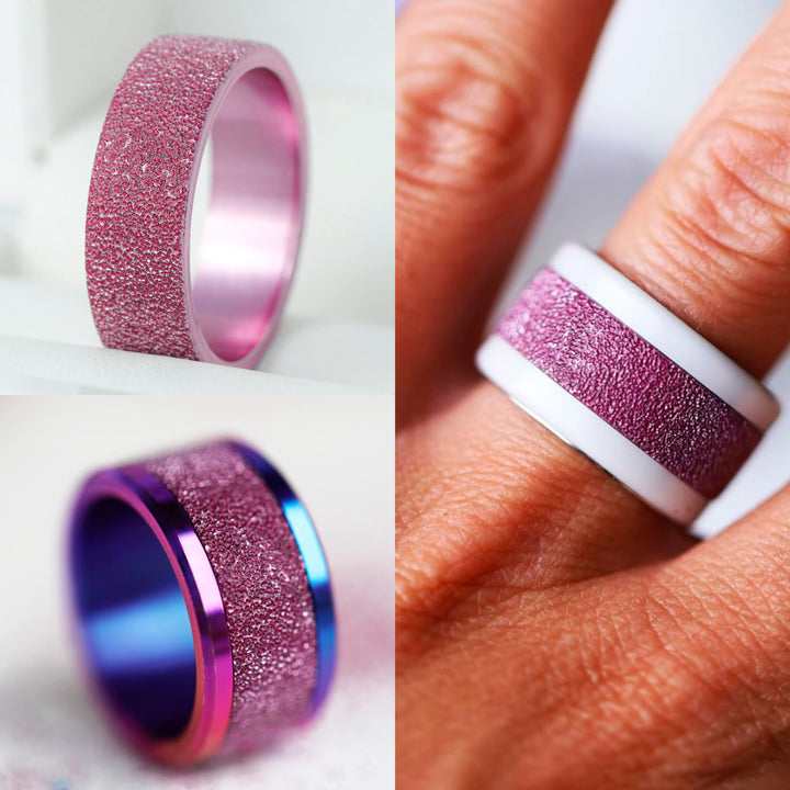 🍇 Innenring (Addon) aus 925er Silber "Cassis" glitter purple Ausführung für den auswechselbaren mood Ring