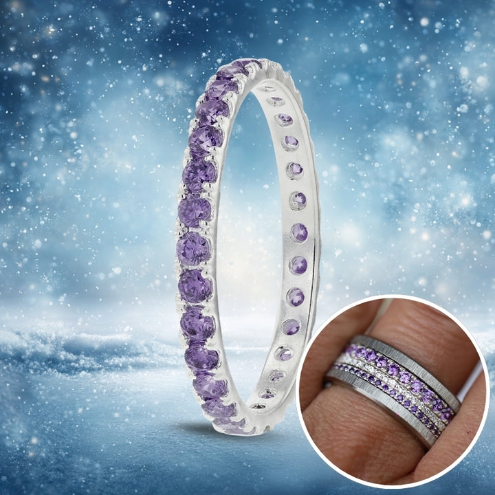 🧏🏻‍♀️ Innenring (medium Addon) "SorAura harmonische Aura“ aus 925 Silber, mit violetten Zirkonia Steinen besetzt 💜