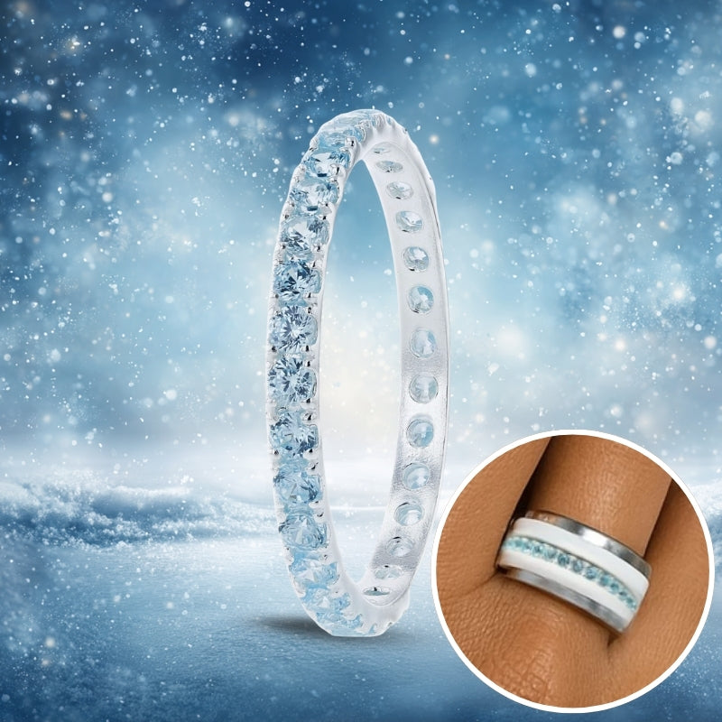 💍 Inner ring (medium addon) "Celestial Aura" in 925 silver set with blue zircons