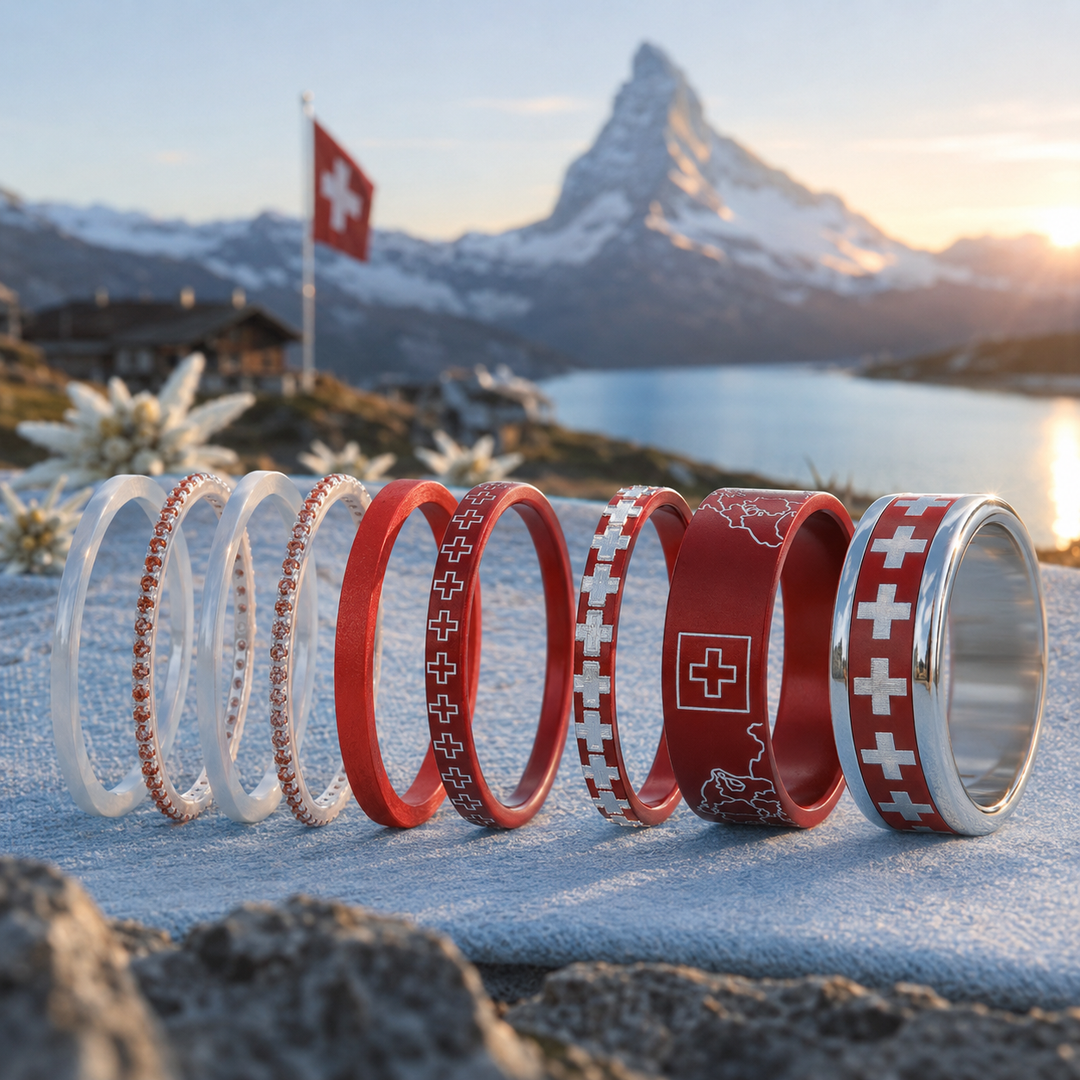 Starter Pack HELVETIA — bagues mood interchangeables, thème Suisse