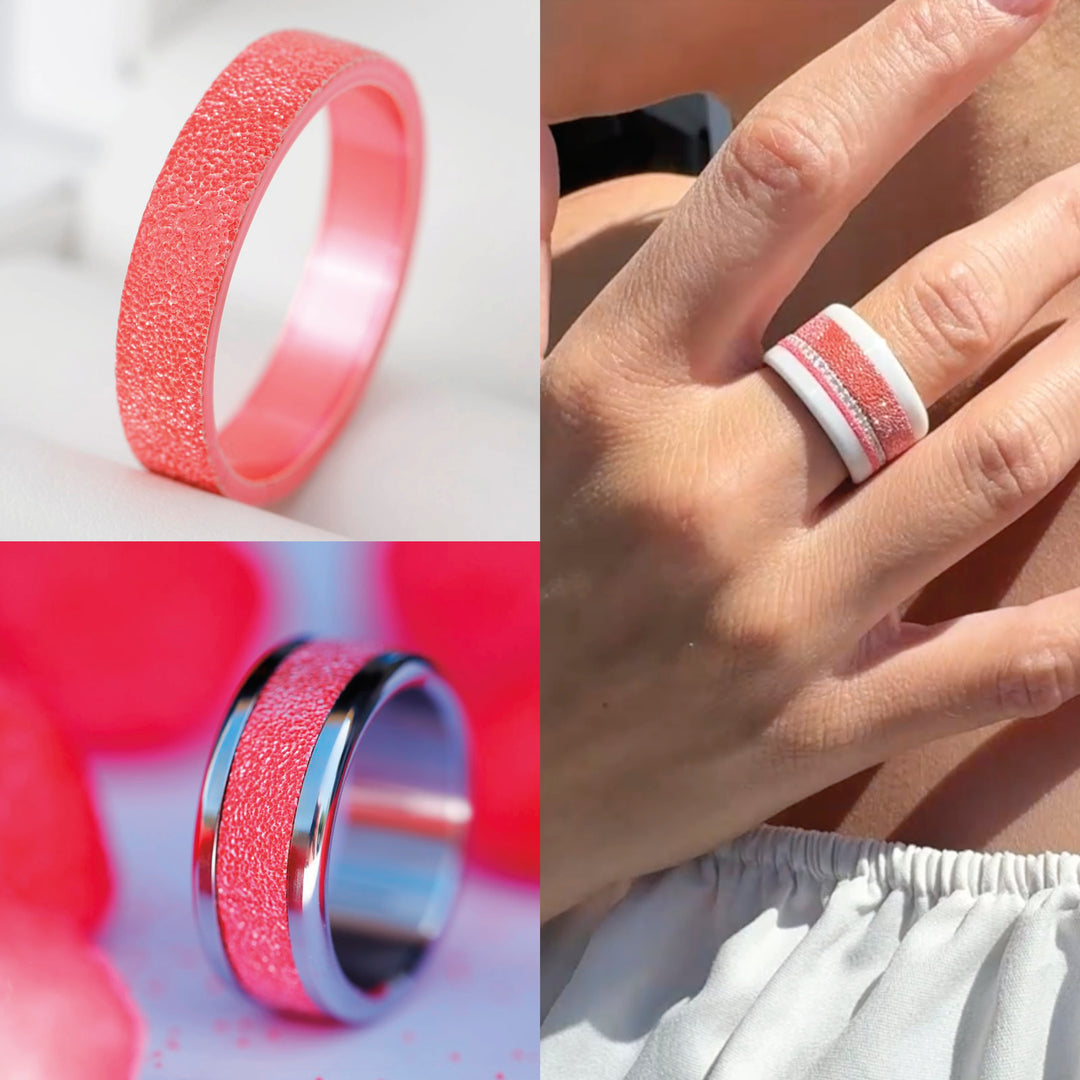 🍓 Inner ring (2/3 addon) in 925 silver "Tagada" intense pink finish for interchangeable mood ring