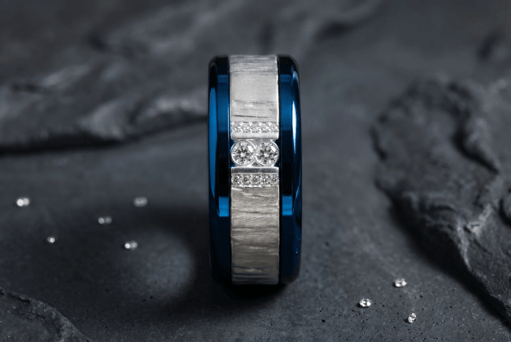Anneau (deux tiers) "Trilogy" en argent froissé satiné pour bague mood interchangeable