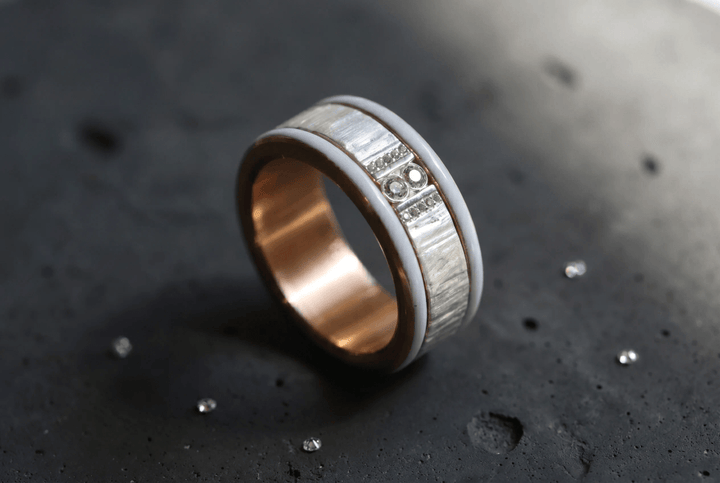 Anneau (deux tiers) "Trilogy" en argent froissé satiné pour bague mood interchangeable