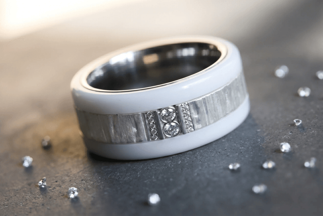 Anneau (deux tiers) "Trilogy" en argent froissé satiné pour bague mood interchangeable