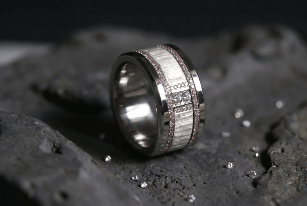 Anneau (deux tiers) "Trilogy" en argent froissé satiné pour bague mood interchangeable
