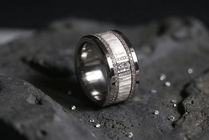 Anneau (deux tiers) "Trilogy" en argent froissé satiné pour bague mood interchangeable