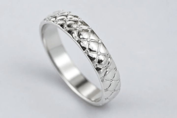 Anneau (deux tiers) « Velours White » en argent poli serti de zircons
