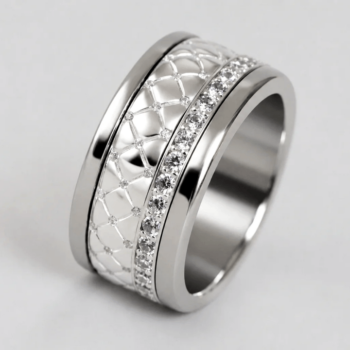 Anneau (deux tiers) « Velours White » en argent poli serti de zircons