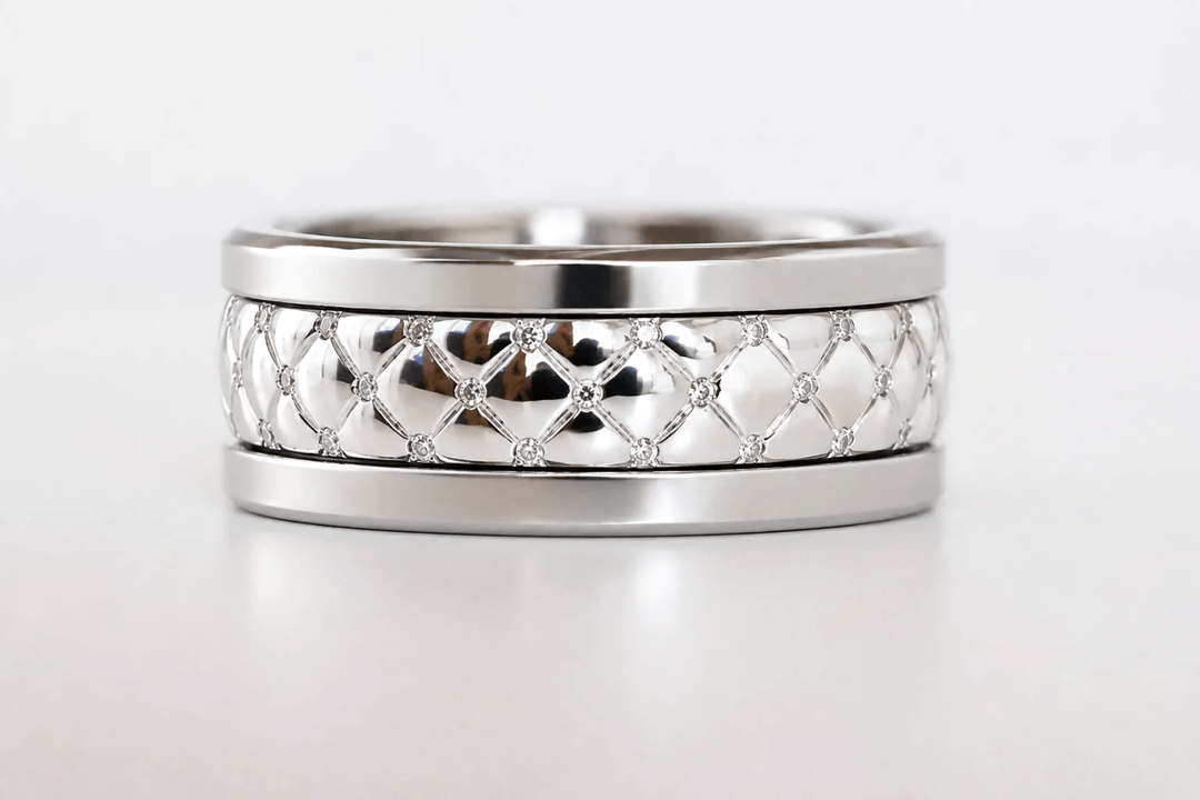 Anneau (deux tiers) « Velours White » en argent poli serti de zircons