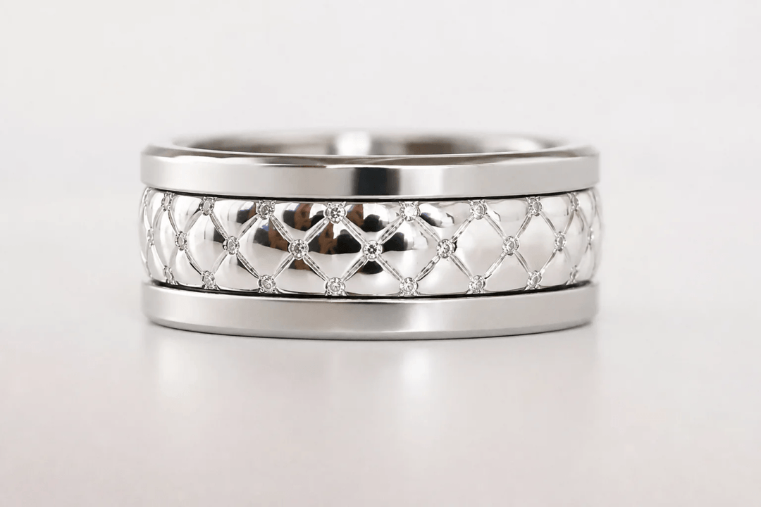 Anneau (deux tiers) « Velours White » en argent poli serti de zircons