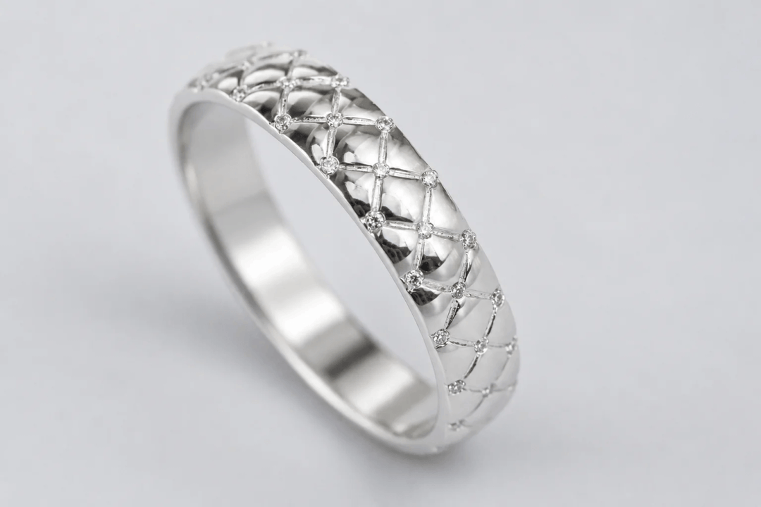 Anneau (deux tiers) « Velours White » en argent poli serti de zircons