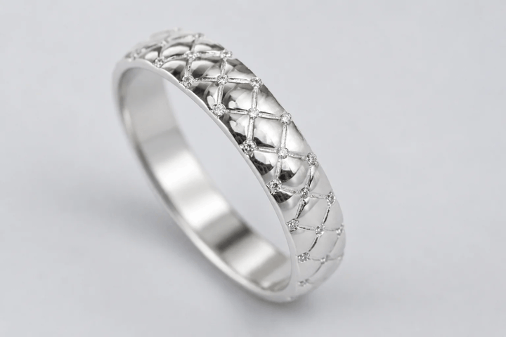 Anneau (deux tiers) « Velours White » en argent poli serti de zircons