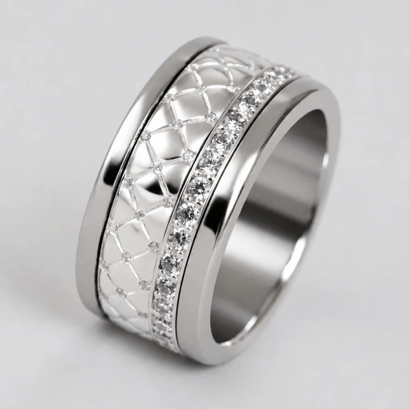 Anneau (deux tiers) « Velours White » en argent poli serti de zircons
