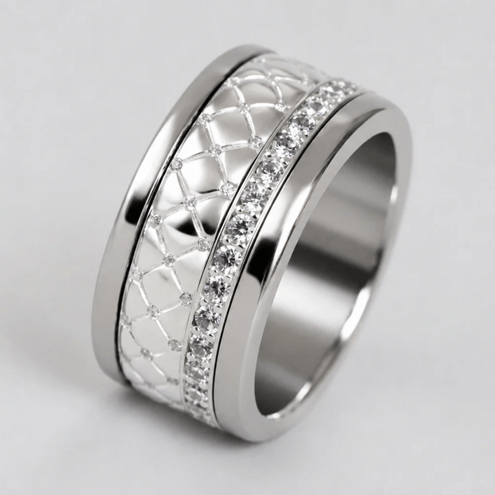Anneau (deux tiers) « Velours White » en argent poli serti de zircons