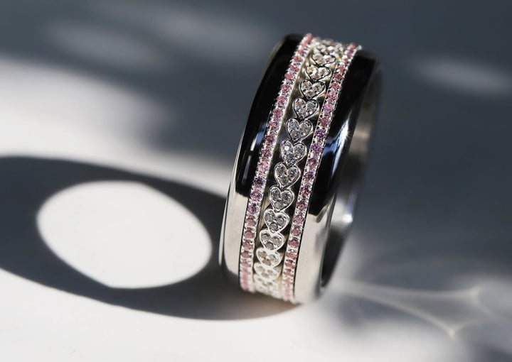 💍🤍  Anneau (addon medium) "Vertige" en argent 925 serti de zircons blancs