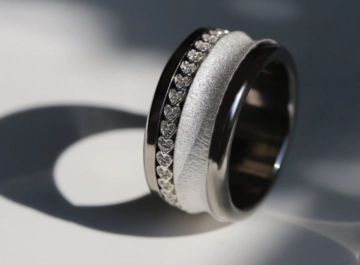 💍🤍  Anneau (addon medium) "Vertige" en argent 925 serti de zircons blancs