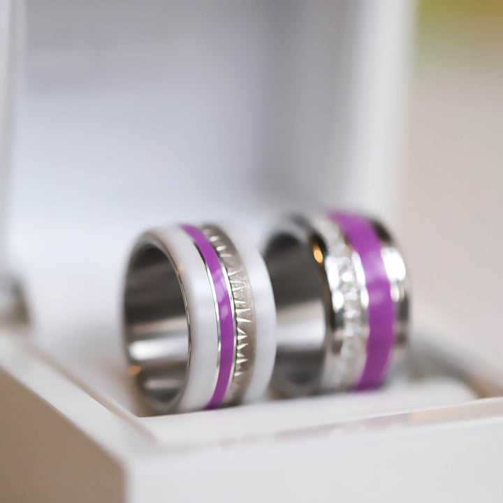 Inner ring (medium addon) "Serene" in 925 silver with purple enamel coating