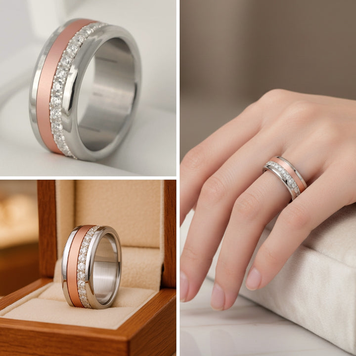 Bague mood en argent 925 et zircons "Cozy Cocooning" avec couleur interchangeable
