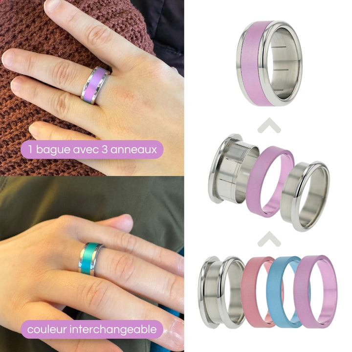 Starter mood Ring mit 3 farbigen Innenringe (Farben nach Wahl)