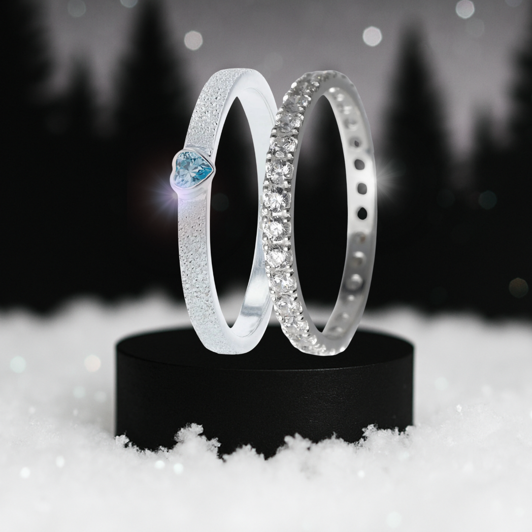 Pack Aura authentique & open heart bleu (anneaux medium pour bague mood)