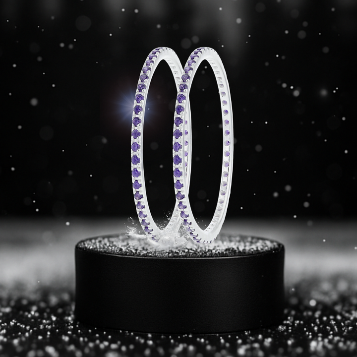 🧏🏻‍♀️  Set von 2 minis Addons "Soraura" aus 925er Silber mit violletten Zirkonia Steine besetzt 💜