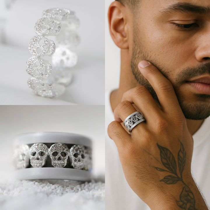 💀 Anneau (addon) en argent 925 "Ossia" serti de zircons pour bague mood interchangeable