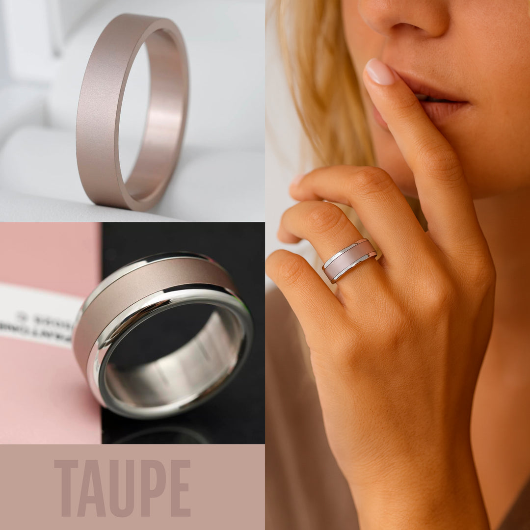 🤎 Anneau (deux tiers) en aluminium taupe pour bague mood interchangeable