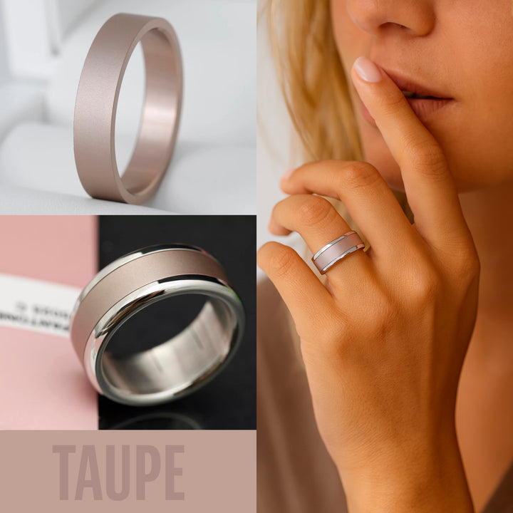 🤎 Anneau (deux tiers) en aluminium taupe pour bague mood interchangeable